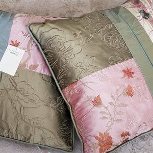 LAURA ASHLEY SILK EMBROIDERED PILLOWS (3) nwt